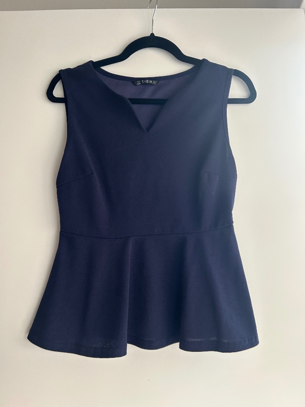 Navy peplum top
